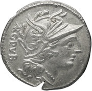 Denarius L. Sentius; L•SENTI•C•F obverse image