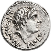 Denarius Pomponia: Lucius Pomponius Molo; L•POMPON•MOLO / NVMA•POMPIL obverse image