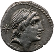 Denarius Caecilia: Lucius Caecilius Metellus; A•ALBINVS•S•F obverse image