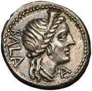 Denarius Aelia: Caius Allius Bala, C•ALLI / BALA obverse image
