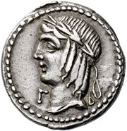 Denarius Calpurnia: Lucius Calpurnius Piso Frugi; L•PISO•FRVGI obverse image