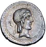 Denarius Calpurnia: Lucius Calpurnius Piso Frugi; L•PISO•FRVGI obverse image