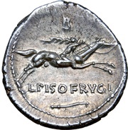 Denarius Calpurnia: Lucius Calpurnius Piso Frugi; L•PISO•FRVGI, Rome, 90 BC reverse image