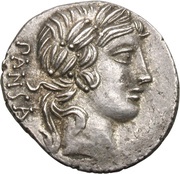 Denarius Vibia: Gaius Vibius Pansa; PANSA / C•VIBIVS•C•F; quadriga right obverse image