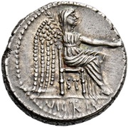 Denarius Porcia: Marcus Porcius Cato; ROMA M•CATO / VICTRIX, Rome, 89 BC reverse image