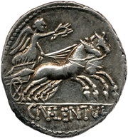 Denarius Cornelia: Gnaeus Cornelius Lentulus Clodianus; CN•LENTVL, Rome, 88 BC reverse image