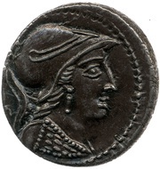 Denarius Rubria: Lucius Rubrius Dossenus; DOS / L•RVBRI obverse image