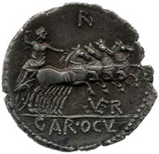 Denarius Gargilius, Oguinius and Vergilius; GAR OGVL VER, Rome, 86 BC reverse image