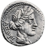 Denarius Critonia: Lucius Critonius; AED•PL / P•A M•FAN•L•CRI obverse image