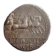 Denarius Licinii: Lucius Licinius Macer, Rome, 84 BC reverse image