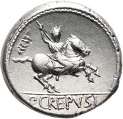 Denarius P. Crepusius; P·CREPVSI, Rome, 82 BC reverse image