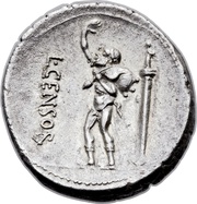 Denarius Marcia: Lucius Marcius Censorinus; L•CENSOR, Rome, 82 BC reverse image