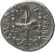 Denarius C. Valerius Flaccus; C•V͡A͡L•FLA IMPERAT EX S•C, Rome, 82 BC reverse image