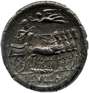 Denarius Manlia: Lucius Manlius Torquatus; L•MANLI PRO Q / L•SVLLA•IM, Rome, 82 BC reverse image