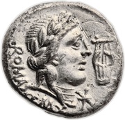Denarius Fabia: Quintus Fabius Maximus; ROMA Q•MAX obverse image