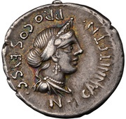 Denarius Annia: Gaius Annius Luscus; C•ANNI•T•F•T•N•PRO•COS•EX•S•C / L•FABI•L•F•HISP obverse image