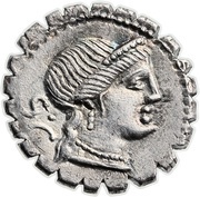 Denarius serratus Naevia: Gaius Naevius Balbus; S•C / C•NAE•BALB obverse image