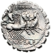 Denarius serratus Naevia: Gaius Naevius Balbus; S•C / C•NAE•BALB, Rome, 79 BC reverse image
