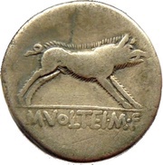 Denarius Volteia: Marcus Volteius; M•VOLTEI•M•F, Rome, 78 BC reverse image
