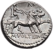 Denarius Volteia: Marcus Volteius; M•VOLTEI•M•F, Rome, 78 BC reverse image