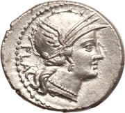 Denarius Rutilia: Lucius Rutilius Flaccus; FLAC / L•RVTILI obverse image