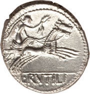 Denarius Rutilia: Lucius Rutilius Flaccus; FLAC / L•RVTILI, Rome, 77 BC reverse image