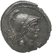 Denarius L. Rustius; L•RVSTI obverse image