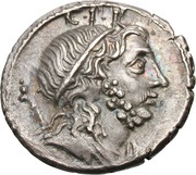 Denarius Cornelia: Gnaeus Cornelius Lentulus Marcellinus; G•P•R / EX•S•C LEN•CVR•Ӿ•FL obverse image