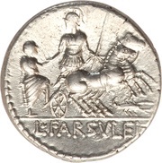 Denarius Farsuleia: Lucius Farsuleius Mensor; S•C MENSOR / L•FARSVLEI, Rome, 75 BC reverse image
