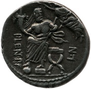 Denarius Cornelia: Publius Cornelius Lentulus Spinther; Q•S•C / P•LENT•P•F L•N, Rome, 74 BC reverse image