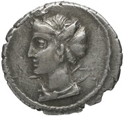 Denarius Plaetoria: Marcus Plaetorius Cestianus; CEST•S•C obverse image