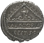 Denarius Plaetoria: Marcus Plaetorius Cestianus; CEST•S•C, Rome, 69 BC reverse image
