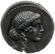 Denarius Plaetoria: Marcus Plaetorius Cestianus; M•PLAETORI•CEST•S•C obverse image
