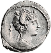 Denarius Plaetoria: Marcus Plaetorius Cestianus; M•PLAETORI CEST•EX•S•C obverse image