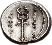 Denarius Plaetoria: Marcus Plaetorius Cestianus; M•PLAETORI CEST•EX•S•C, Rome, 69 BC reverse image