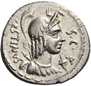 Denarius Plaetoria: Marcus Plaetorius Cestianus; CESTIANVS S•C / M•PLAETORIVS M•F AED•CVR obverse image