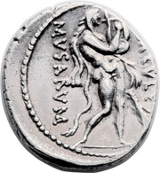 Denarius Pomponia: Quintus Pomponius Musa; Q•POMPONI MVSA; Hercules, Rome, 66 BC reverse image
