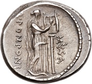 Denarius Pomponia: Quintus Pomponius Musa; Q•POMPONI MVSA; Calliope, Rome, 66 BC reverse image