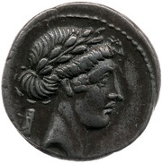 Denarius Pomponia: Quintus Pomponius Musa; Q•POMPONI MVSA; Clio obverse image