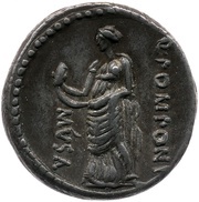 Denarius Pomponia: Quintus Pomponius Musa; Q•POMPONI MVSA; Clio, Rome, 66 BC reverse image