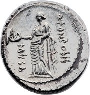 Denarius Pomponia: Quintus Pomponius Musa; Q•POMPONI MVSA; Thalia, Rome, 66 BC reverse image