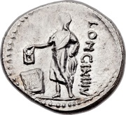 Denarius Cassia: Lucius Cassius Longinus; LONGIN•III•V, Rome, 63 BC reverse image
