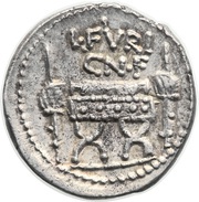 Denarius Furia: Lucius Furius Brocchus; III VIR BROCCHI / L•FVRI CN•F, Rome, 63 BC reverse image