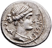 Denarius Plautia: Publius Plautius Hypsaeus; P•YPSAE S•C / C•YPSAE•COS PRIV CEPIT obverse image