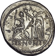 Denarius Nonia: Marcus Nonius Sufenas; SVFENAS S•C / SEX•NONI PR•L•V•P•F, Rome, 59 BC reverse image