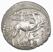 Denarius Aemilia:Marcus Æmilius Scaurus and Publius Plautius Hypsaeus obverse image