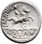 Denarius Marcia: Lucius Marcius Philippus; ANCVS / PHILIPPVS AQVA MAR, Rome, 56 BC reverse image
