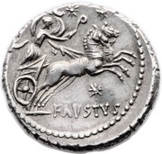 Denarius Cornelia: Faustus Cornelius Sulla; FEELIX / FAVSTVS, Rome, 56 BC reverse image