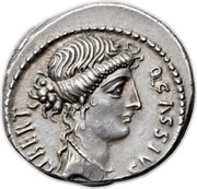 Denarius Cassia: Quintus Cassius Longinus; LIBERT Q•CASSIVS / AC obverse image