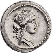 Denarius Licinia: Publius Licinius Crassus; S•C / P•CRASSVS•M•F obverse image
